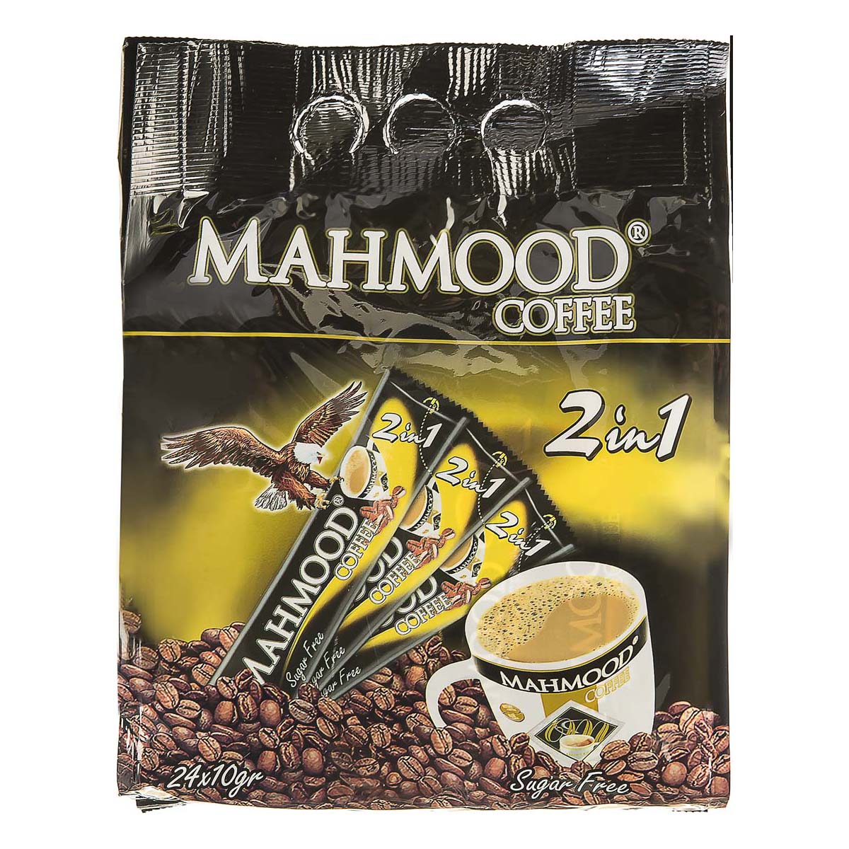 محمود پودر مخلوط قهوه فوری دو در یک بدون شکر – 24*10 گرمی – نایلون
