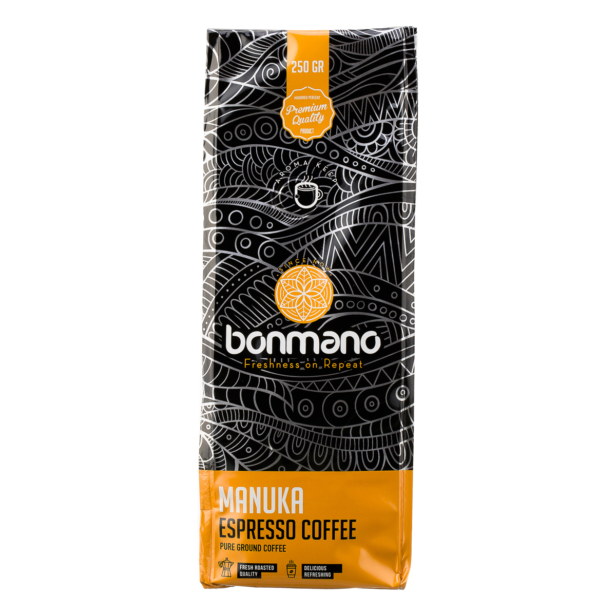 بُن‌مانو قهوه‌ی‌ اسپرسو مانوکا مدل250گرمی