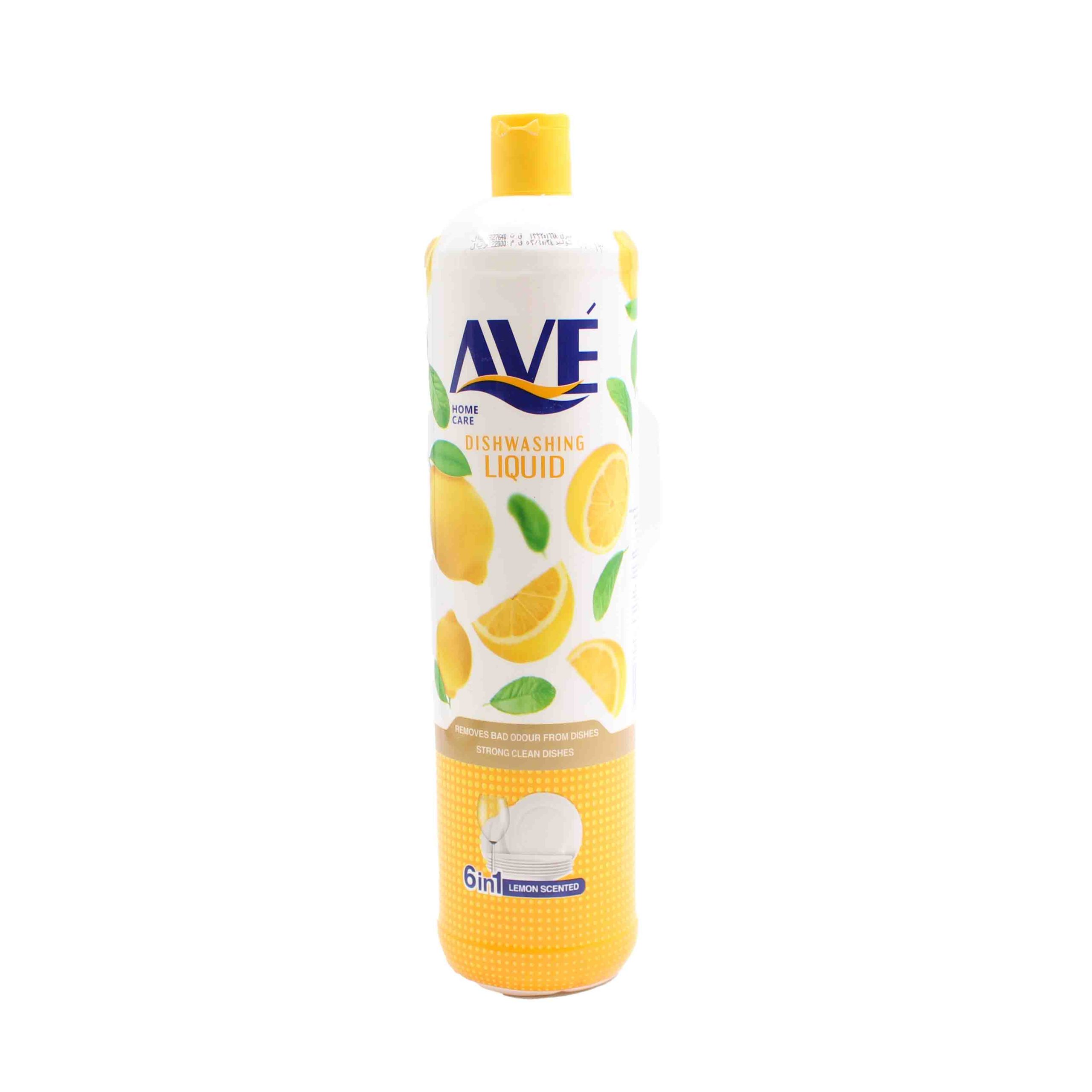 AVE مایع ظرفشویی زرد  6 در 1 با رایحه لیمو 1000 گرمی 12 عددی